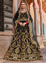 Velvet Black Bridal Wear Embroidery Work Lehenga Choli